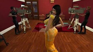 Desi Aunty Manju teasing horny guys by wearing a sexy yellow saree porn video