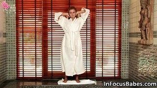 Sexy blonde girl loves masturbating porn video